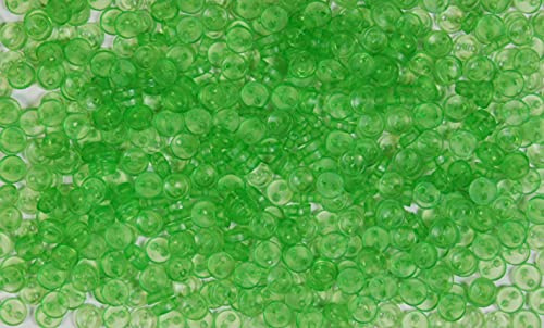 celloexpress 5mm Transparent Green Circles Mini Doll Buttons for Dolls & Soft Toys Clothes - 5mm Assorted Round Colours & Designs (Pack of 100, Transparent Green Circles)