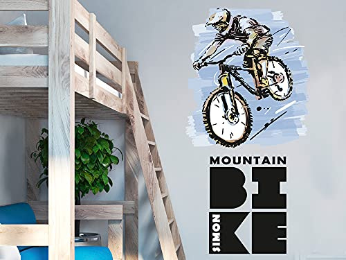 GRAZDesign Mountain Bike Wandtattoo Kinderzimmer Junge Biker Mountainbike, personalisiert Name, Wandsticker Jugendzimmer, Wandaufkleber Türaufkleber 60x40cm