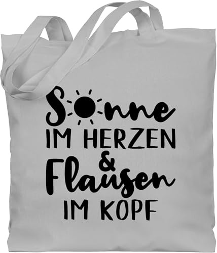 Shirtracer - Baumwolltasche - Sprüche Statement mit Spruch - Sonne im Herzen und Flausen im Kopf - schwarz