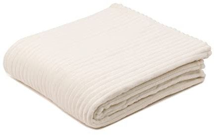 Gözze - Kuschelweiche Kuscheldecke, Feine Cord-Optik, 1040g/Stück, 150 x 200 cm - Weiß