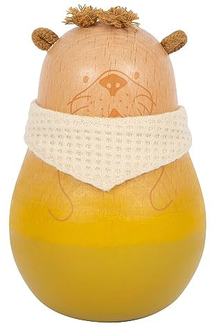 small foot Baby Stehaufmännchen Seaside aus Holz, Babyspielzeug mit Klang, Otter-Stehauffigur ab 8 Monaten, 12332, Gelb