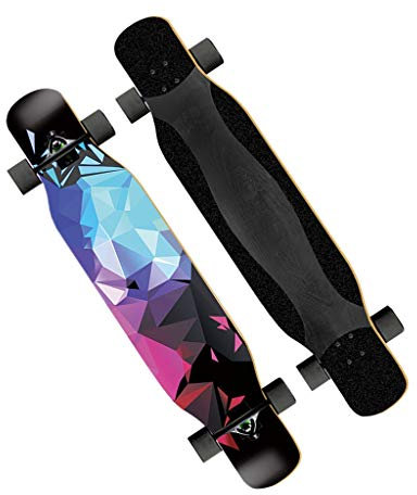 47 Zoll Longboards für Jungen Mädchen 7 Ebenen Ahornholz Longboard Drop Durch Skateboard Deck Pro Komplett Skateboards Cruiser für Kinder Erwachsene Anfänger (Color : Style B)