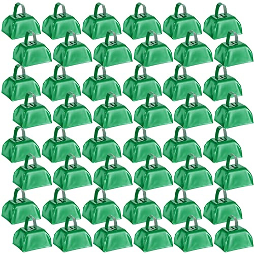 Yeshone 48 Pack Metal Cow Bells Bulk Loud Noise Makers, Green