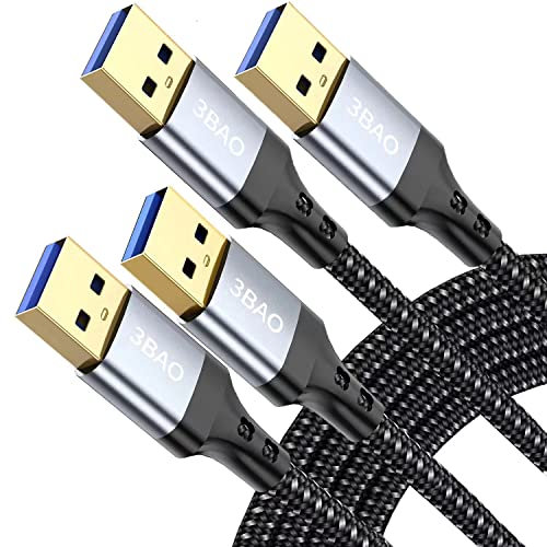 3BAO USB 3.0 Kabel [2Pack 1m2m] Nylon USB A Stecker auf A Stecker Nylon Verbindungskabel 5 Gbps Super Speed Compatible with External Hard Drive/Fan Cooler,Blu-ray,Consoles,TV,DVD,Printer,Camera,Laptop