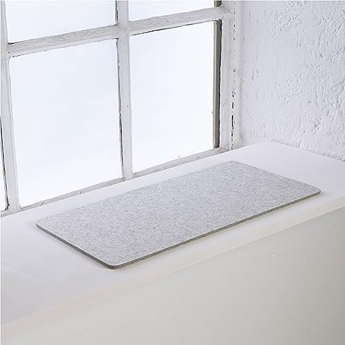 LucyBalu® FELTY Fensterbrettauflage aus Wollfilz – Hellgrau | Katzenmatte aus Schurwolle, temperaturregulierend (wärmt & kühlt), platzsparend