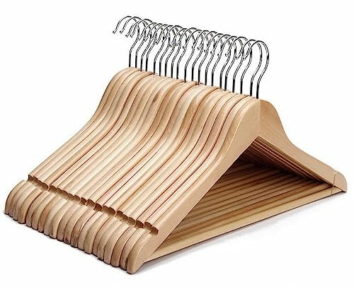 HOME DESIGN & CONFORT Pack 20 Perchas Ropa Madera - Cabides de Madeira Resistentes y Elegantes para su Ropero - Perchas Madera (20).