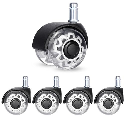 Belle Vous Ruote per Sedia Ufficio Sedie da Gaming - Confezione da 5 - Ruote Girevoli Universali 11 x 25 mm - Rotelle di Ricambio Sicure per Parquet Legno Tappeto - Movimento Silenzioso