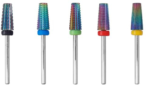 Bestgle 5 Pcs Fresa de Carburo de Tungsteno para Torno de Uñas Manicura, Brocas para Uñas Profesional, Rocas de Uñas de 3/32 Pulgadas para Taladro de Uñas