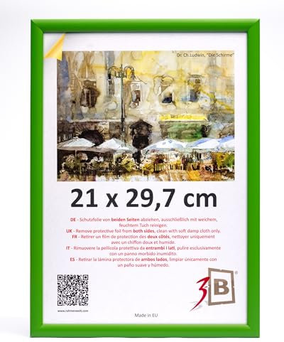 3-B Cornice per foto MAUI verde 21 x 29,7 cm (A4), cornice in legno, cornice per foto, cornice per ritratto con vetro acrilico