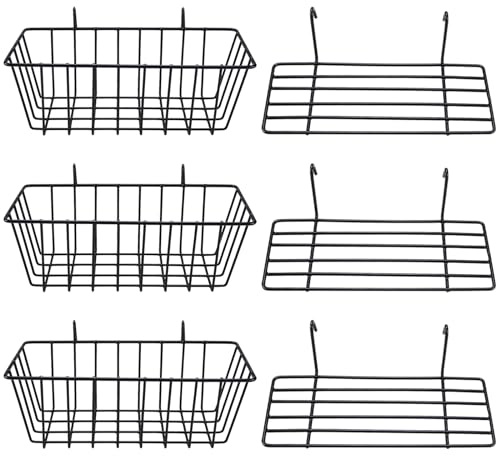 Yaegoo 3 Pack Wire Baskets and Shelves - Hanging Shelf for Wall Grid Panel