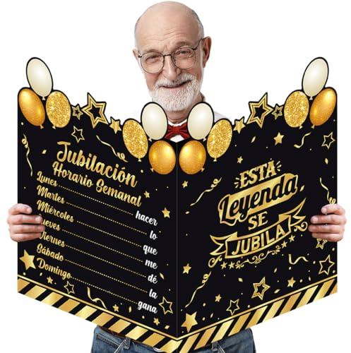 MQIAN XXL Tarjeta Felicitacion Jubilacion Español Grande (A2), Regalos Originales Para Jubilacion, Tarjeta Despedida Trabajo, Grande Tarjeta Despedida Compañero Trabajo, Regalo Feliz Jubilacion