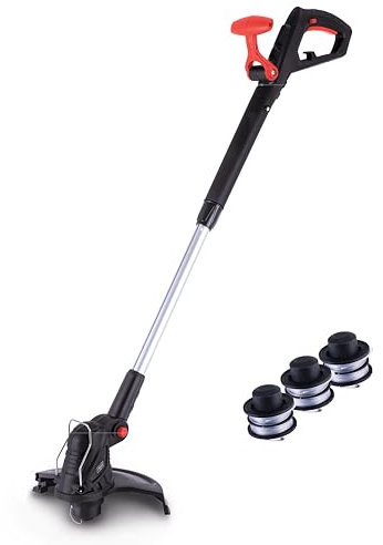 Scheppach Elektro Rasentrimmer EGT350 mit 250mm Schnittbreite | Leistung 350W | Schnittgeschwindigkeit 12000 min-1 | Faden Ø 1,2mm - Fadenlänge 6 m | (Set - inkl. 3X Ersatzfadenspule)