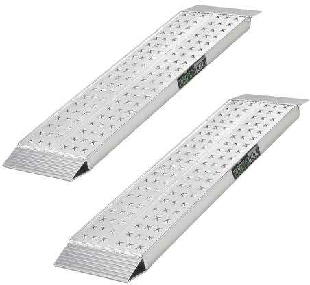 TRUTZHOLM 2X Auffahrrampen Alu Traglast 540 kg Länge 100 cm Breite 28 cm | gelochte rutschfeste Lauffläche Verladerampen Quadrampen mit Sicherungsbolzen