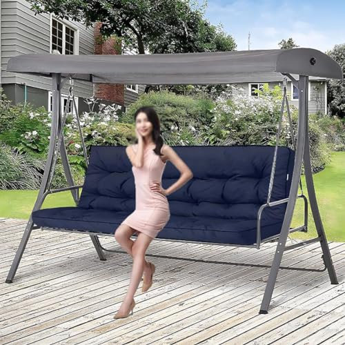 BEOTAY Sitzauflage Gartenbank Mit Rückenlehne,Schaukelsitz 2/3-Sitzer,Bankauflage Outdoor 55,Wasserdicht Schaukel Zubehör Outdoor,Für Hinterhof,Terrasse,Rasen,Navy Blue