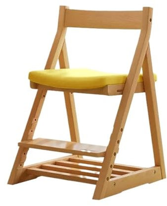 Lesestuhl für Kinder, Kinder-Studienstuhl aus Holz, verstellbarer Haushalts-Esszimmerstuhl, kann den Computerstuhl anheben, kleiner Studenten-Schreibtischstuhl , Computerstuhl für Kinder(Yellow)