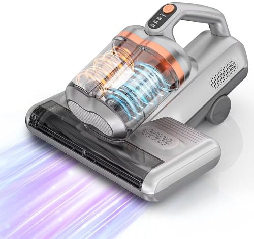 Fey Aspiratore per materassi 16KPA potente detergente per materassi con luce UV C, sensore acari della polvere, funzione ultrasonica per persone allergiche, rimuove il 99,9% allergeni dai letti