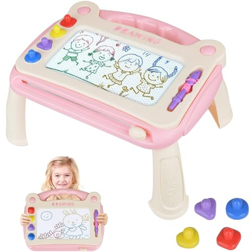 Moseem Magnetic Drawing Board Toys for 2 3 4 5 6 Years Old Boys Girls, Educational Learning Toys Doodle Scribble Board Erasable Sketch Writing with Pad Stamps & Removable Legs for Kids