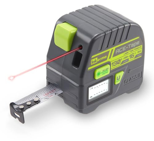 2-in-1 Laser Tape Measure, Inkerma 130Ft/40m Laser Measurement Tool & 16Ft/5m Measuring Tape, Digital Laser Tape Measure with M/In/Ft/Ft+In Units, LCD Display, Self-locking Tape, Belt Clip