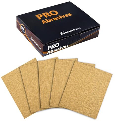 SPEEDWOX Hojas de papel de lija de 1/4, 25 unidades, papel de lija de grano 80, 5.5 x 4.5 pulgadas, papel de lija para madera, metal, muebles automotrices, carpintería, bloques de lijado a mano