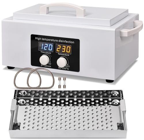 300W Heißluftsterilisator Desinfektion mit Hochtemperatur-Trockner & Timer | Sterilisator für Werkzeuge & Tücher | Ideal für Zahnarzt, Labor, Beauty-Salon & Nagelstudio