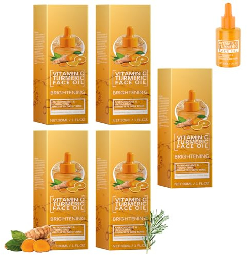 Turmeric + C Serum für Hautpflege – Vitamin C Serum Gesicht mit Kurkuma – Anti-Aging Hautpflege mit Timeless Vitamin C für Strahlende, Gesunde Haut, 30ml (5 Stück)