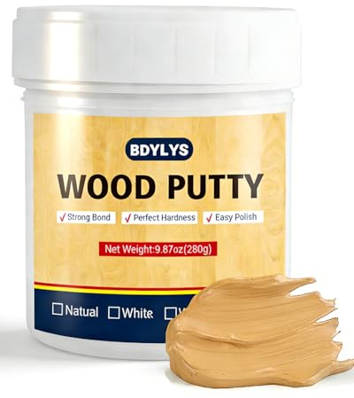 Natural Wood Filler & Wood Putty - 9.87oz (280g) Professional Furniture Repair Kit - Quick Drying, Sandable & Stainable - Perfect for Pine, Oak, Maple & Light Wood Surfaces