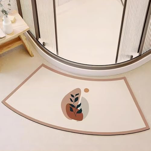 Arc-shaped Shower Mat - Gebogene Badematten for die Dusche, schnell trocknende gebogene Badezimmermatte, stark saugfähige gebogene Duschmatten for runde und Eckduschen, rutschfeste Gummiunterseite(G,1
