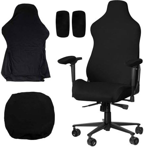NCZCDZSW Juego de 4 fundas para silla de oficina con reposabrazos, lavable, funda de asiento para silla de oficina, elástica, para gaming, silla de juegos, funda para silla de ordenador, silla de