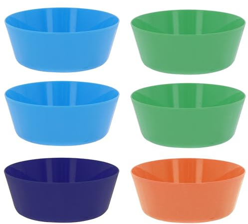 Small Plastic Bowls 6 Pieces Multi Coloured Cereal Bowl Dishes Small Snack Bowls Lightweight Reusable for Fruit Salad Soup Picnic BBQ Camping