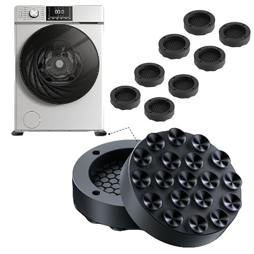 HJYDGJ 8 unidades de almohadillas antideslizantes para lavadora, almohadillas antideslizantes para lavadora, almohadilla para pies, universal, antivibración, color negro