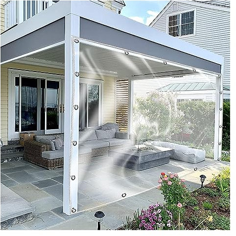 Durchsichtiger wasserdichter Outdoor Vorhang mit Ösen Pergola Seitenteil für Gartenpavillon UV beständig und winddicht