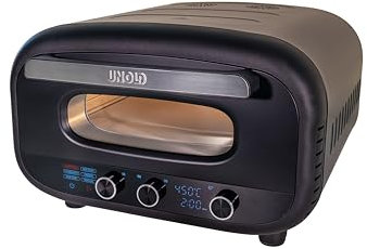 Unold Pizzaofen Don Alfredo 68805 – Premium Pizzaofen für Steinofenpizza, 450 °C Temperatur, Pizzastein, schnelles Aufheizen (Schwarz)