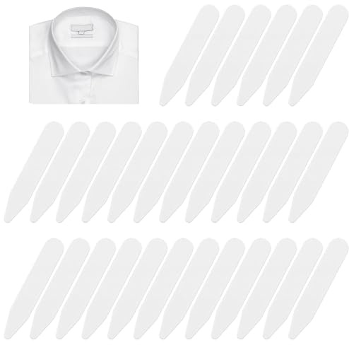 Heyumybit Stecche Colletto Camicia,30 pcs Bianco Rinforzo per Stecche Camicia Colletto,Linguette Invisibili per Colletto Per La Maggior Parte Delle Camicie