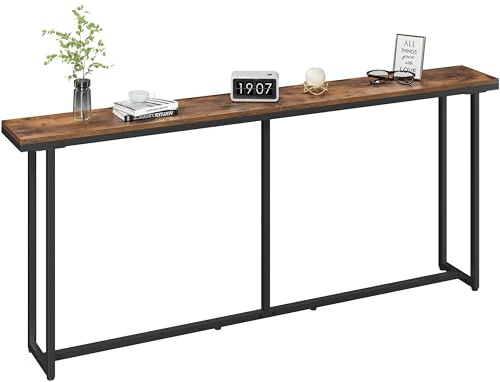 Yaheetech Slim Industrial Console Table, 180 × 20 × 81 cm, Rustic Brown