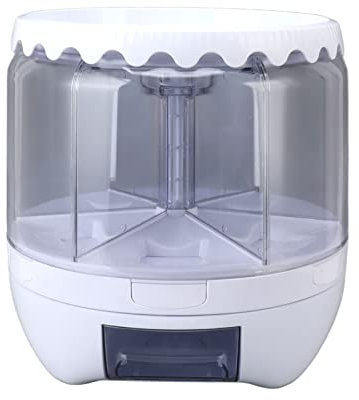 Pilipane Rice and Grain Storage Container Double Sealed Rotating Food Dispenser 6 Grids 10000ml for Kitchen Pantry Organization Pet Material 26 x 26cm