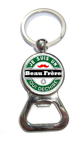 Porte clé décapsuleur 'beau frère qui déchire' - Cadeau original pour homme, idée cadeau anniversaire, Noël, fête