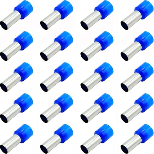 20Pcs AWG4 / 25mm² Wire Ferrules Copper Crimp Connectors,VE25-16,Wire Crimping Tool Kit,Insulated Cord Pin End Terminal Assortment Kit,for Car Audio, Electronics, Communication Equipment,Blue