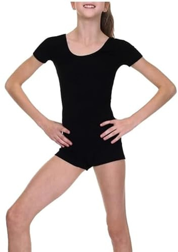 harlogistics Short Sleeve Unisex Kids Unitard Leotard|Perfect for Dance,Gymnastics,& Ballet |Comfortable & Flexible Outfit for ble Activewear for Young Athletes(Black,13YRS)