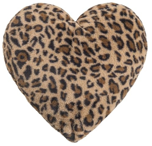 Leoparden Panthera Herzkissen | ca. 43 cm x 8 cm | Herzform | Deko-Kissen | Zierkissen für Sofa I Bett und Wohnzimmer I aus 100 % Polyester I Leopardenmuster I Waschbarer Bezug I modernes Design I Herz