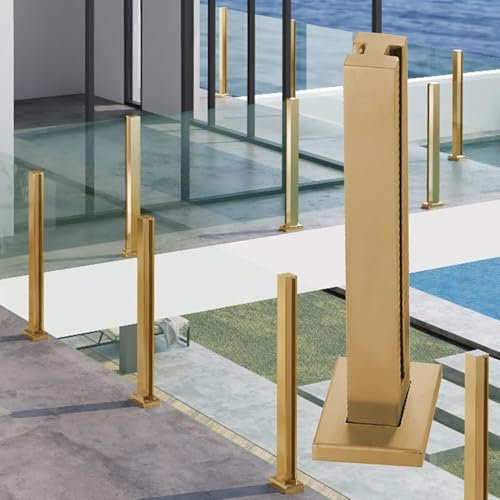 Ringhiera in Vetro, palo per balaustra in Vetro, palo Quadrato per Recinzione in Vetro Dorato, Sistema di ringhiera in Acciaio Inossidabile, Pannello in Vetro per Balcone, Scale per giardin