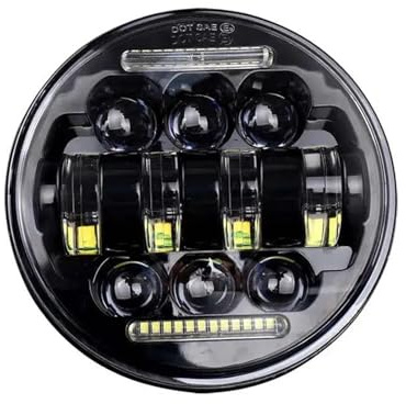 SADQRG Faro Motocicleta Faro LED para Motocicleta 5,75 Pulgadas para, Luces De Proyector De Haz Alto Y Bajo Anillo Halo Ojos Ángel Luz DRL 66W 12V 24V Faro Led Motocicleta