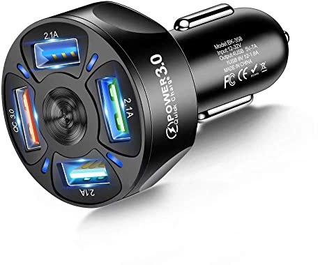 4 Porte Caricatore Auto USB Cellulare, Caricatore Accendisigari Accessori Caricabatterie Compatibile Con Tablet, iPhone,Samsung