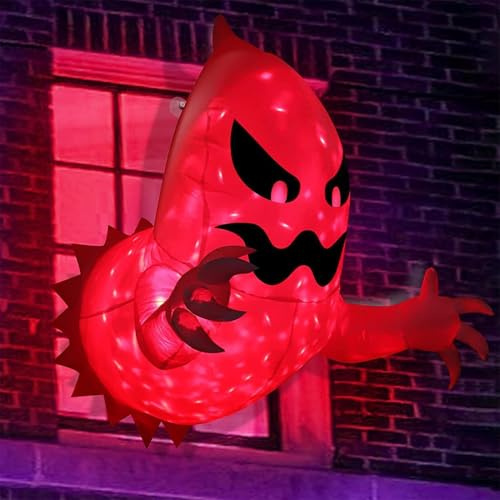 140 cm - fantôme Gonflable avec lumière LED Rouge - Décoration d'halloween XXL pour l'extérieur, la Cour, la pelouse, l'extérieur, la Maison, Les fêtes de Vacances