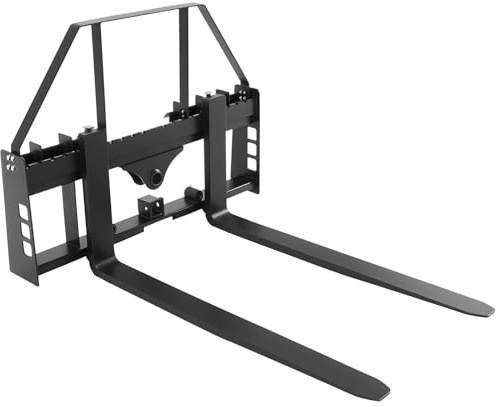 VEVOR Fourches à Palettes pour Chargeuses Compactes avec Cadre 1150 mm, Fourche 1065 mm, Capacité Charge 1814 kg, Récepteur d'Attelage 50,8 mm, Manchons de Lance, pour Chargeuses Compactes, Tracteurs