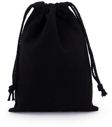 WANYI 2 Stück Baumwollsäckchen 18x25cm Stoffbeutel Baumwollbeutel mit Kordelzug Säckchen zum Befüllen Geschenksäckchen für Schmuck Süßigkeiten Geschenkverpackung Hochzeit(Schwarz)