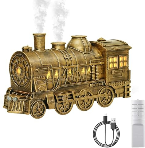 Essential Oil Diffuser, Essential Oil Diffuser 300ml Train Quiet Aromas Diffuser, 4colors Lights & Direct/jellyfish Cool Mist Modes &Smart Remote,Quiet Auto-Off Humidifier for Home Bedroom (Copper)