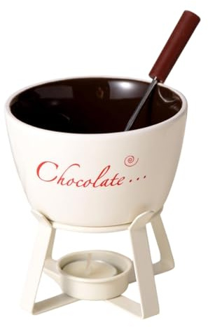 Juego de taza de fondue de cerámica, mini juego de fusión de chocolate y queso, tamaño pequeño para servir postres personales, mini juego de fondue con tenedores de inmersión fáciles para un uso
