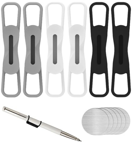 Sekfpnk 6 stycken magnetisk pennhållare, justerbar magnetisk silikonstiftklämma, bärbar magnetisk pennklämma, lämplig för kontor, kylskåp, whiteboard-märkpennor etc (svart, vit, grå)
