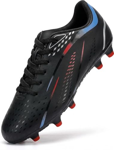 DEORUMN Soccer Cleats Mens Womens Soccer Shoes Football Cleats Black