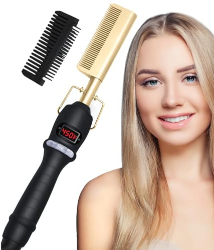 Pettine Per Raddrizzare I Capelli Accessorio Con 3 Temperature Regolabili | Pettine e Spazzola per Styling e Stira Capelli Per Pendolari Viaggi Brevi Scuola Festa Donne Signore Ragazze Uomini